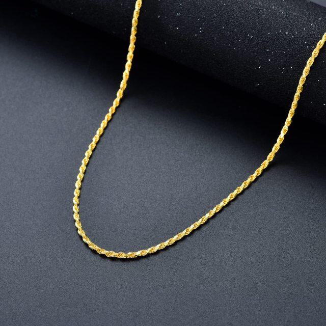 Sterling Silver with Yellow Gold Plated Rope Chain Necklace-3