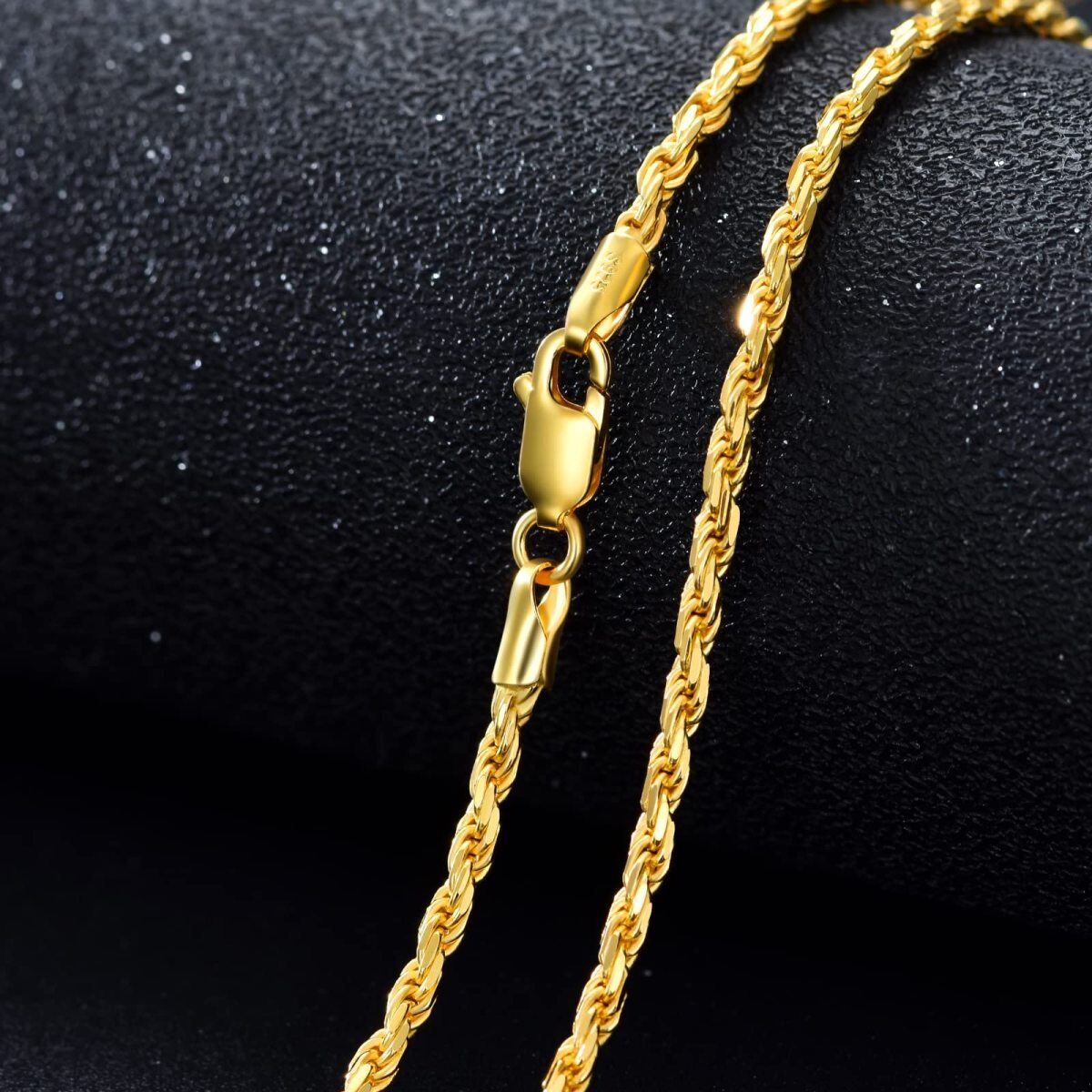 Sterling Silver with Yellow Gold Plated Rope Chain Necklace-4