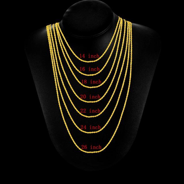 Sterling Silver with Yellow Gold Plated Rope Chain Necklace-5