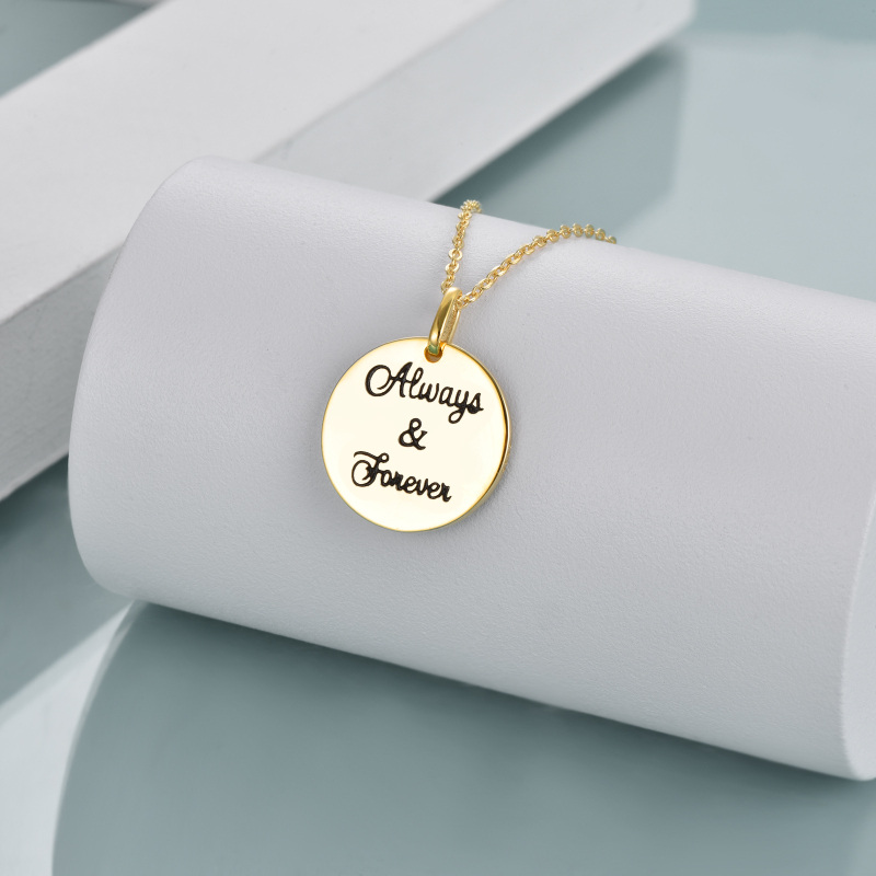 Sterling Silver with Yellow Gold Plated Rose Pendant Necklace with Engraved Word-4