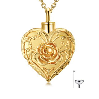 Sterling Silver with Yellow Gold Plated Rose Urn Necklace for Ashes-7