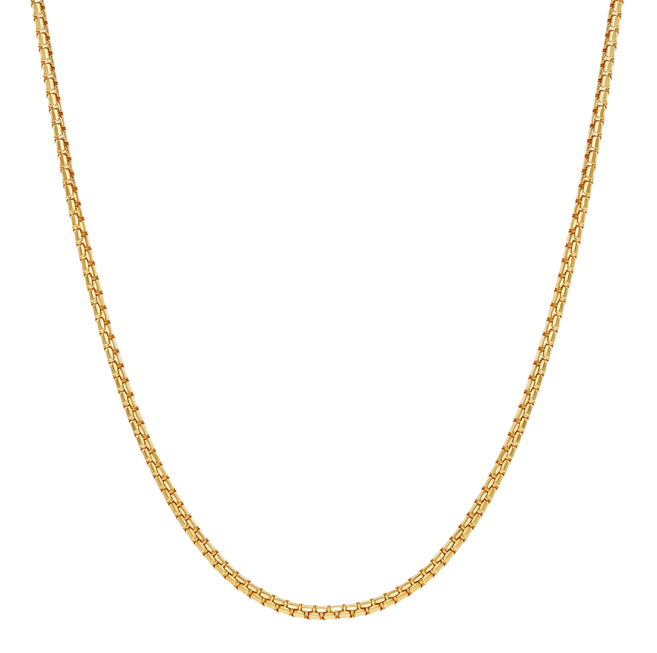 Collar de cadena redonda de caja de plata de ley con baño de oro amarillo para hombre de 2 mm-1