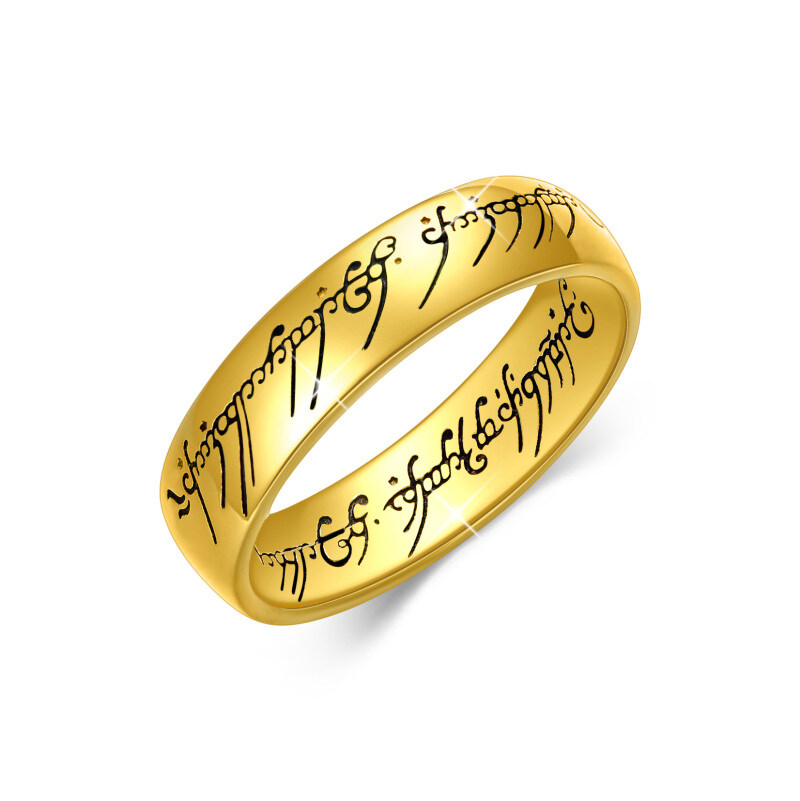 Sterling Silver with Yellow Gold Plated Round Circle Ring-7