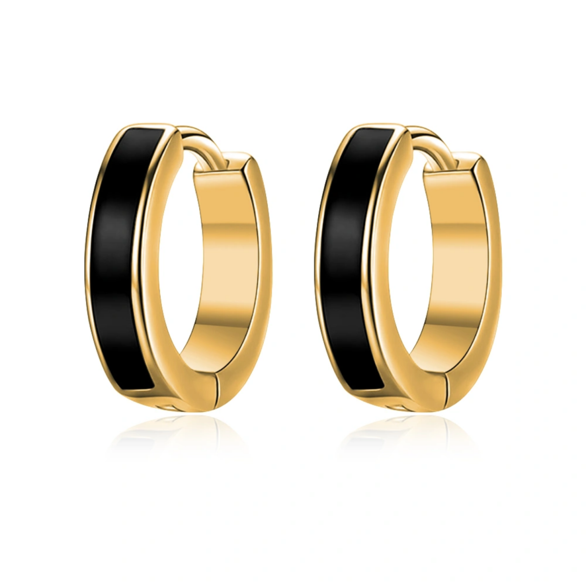 Sterling Silver with Yellow Gold Plated Round Hoop Earrings-1