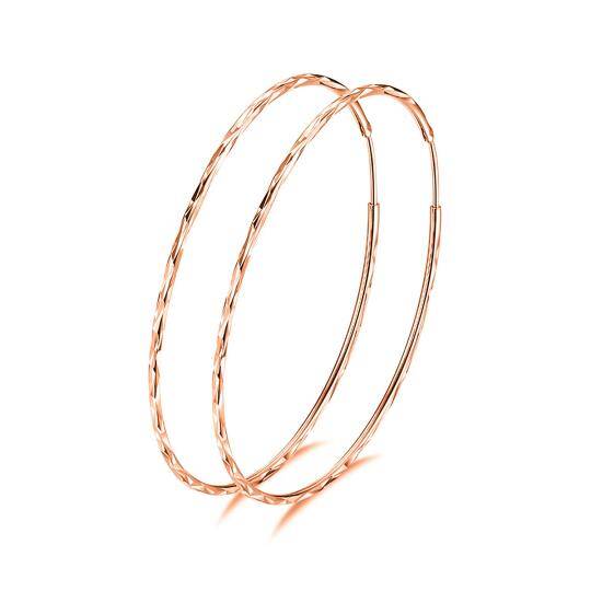 Sterling Silver with Rose Gold Plated Round Hoop Earrings