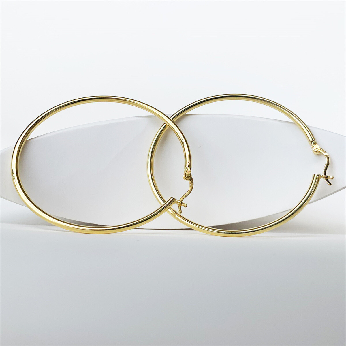 Sterling Silver with Yellow Gold Plated Round Hoop Earrings-5