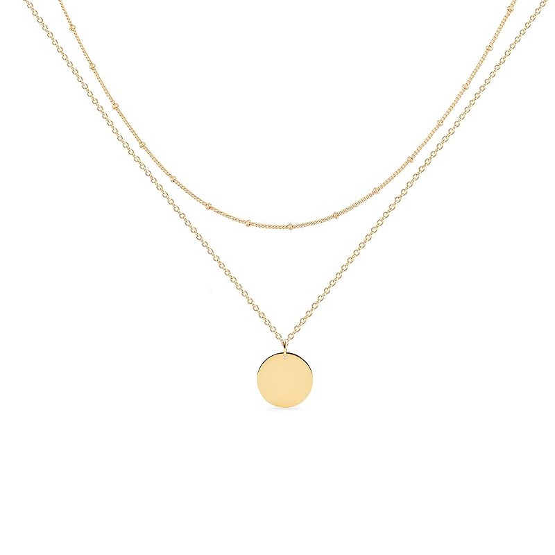 Sterling Silver with Yellow Gold Plated Round Layered Necklace-1