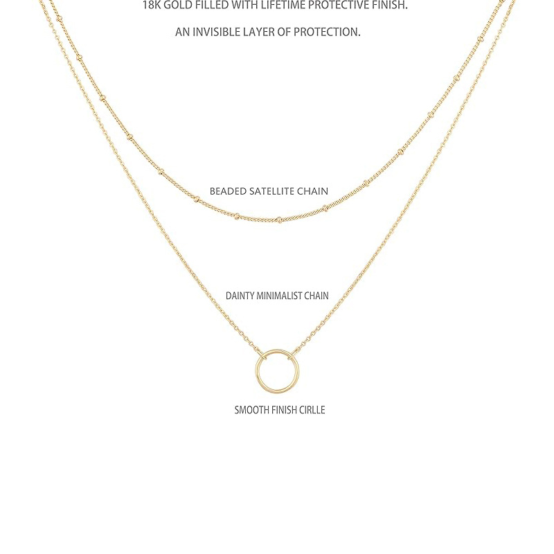 Sterling Silber mit Gelbgold plattiert Runde geschichtete Halskette-3