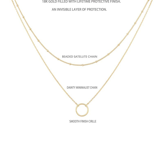 Sterling Silber mit Gelbgold plattiert Runde geschichtete Halskette-3