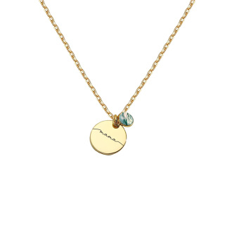 Sterling Silver With Yellow Gold Plated Round Moss Agate Round Pendant Necklace For Women-44