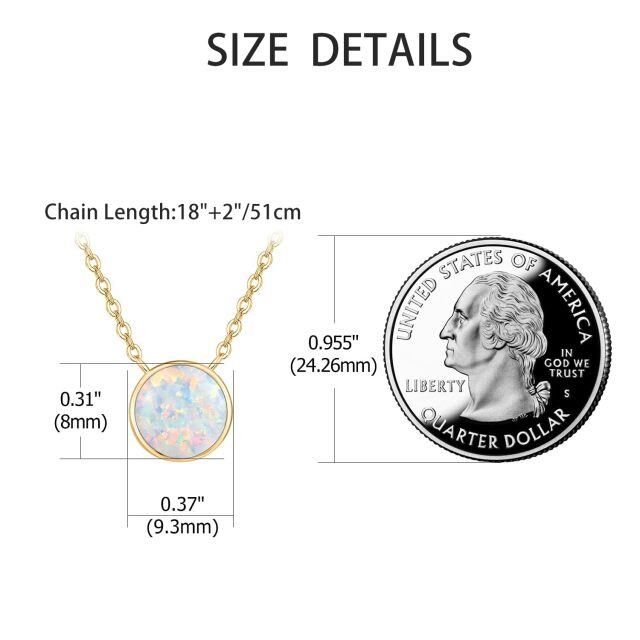 Sterling Silver with Yellow Gold Plated Round Opal Pendant Necklace for Women-5