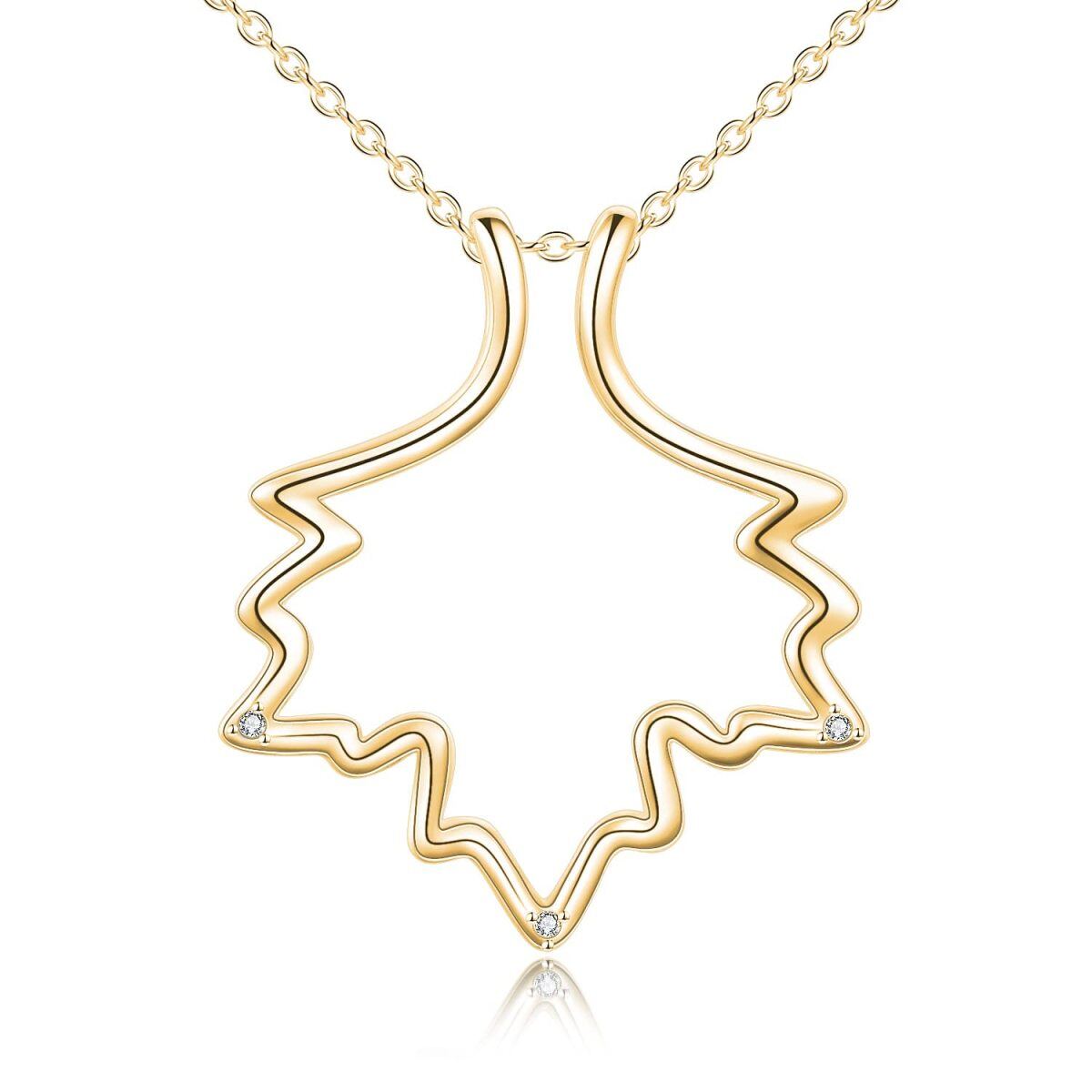 Collier en argent sterling avec pendentif en zircon rond plaqué or jaune-1