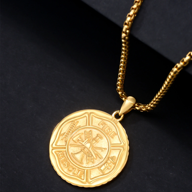 Sterling Silver with Yellow Gold Plated Saint Florian Pendant Necklace for Men-3