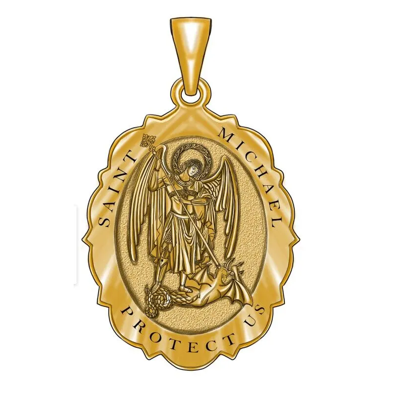 Sterling Silver with Yellow Gold Plated Saint Michael Pendant Necklace for Men-2