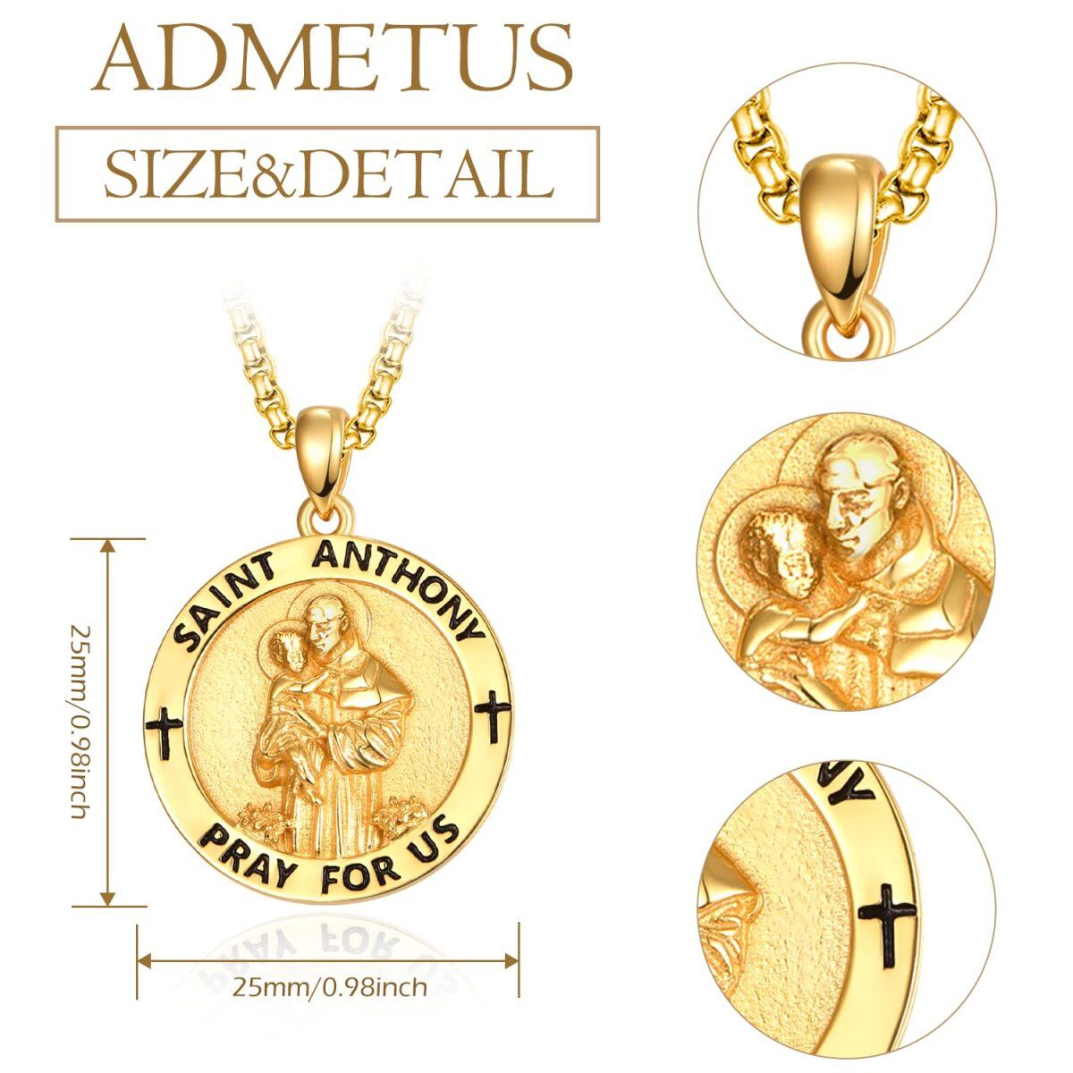 Sterling Silver with Yellow Gold Plated Saint Michael Pendant Necklace-4