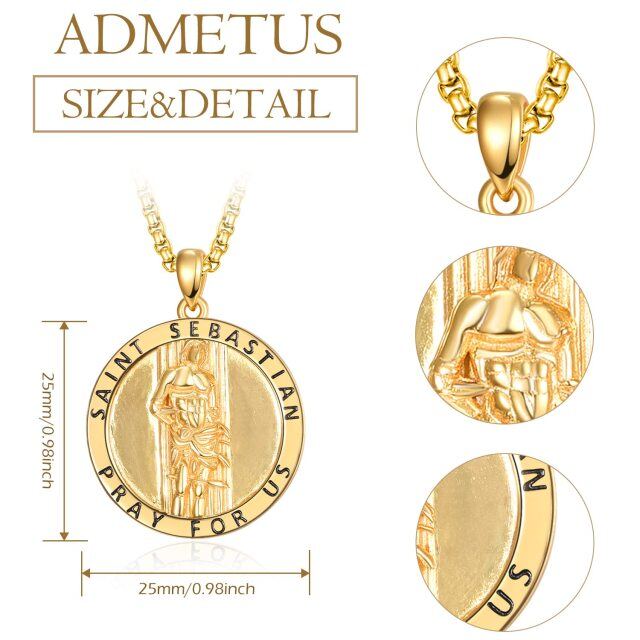 Sterling Silver With Yellow Gold Plated San Sebastian Pendant Necklace With Engraved Word For Men-3