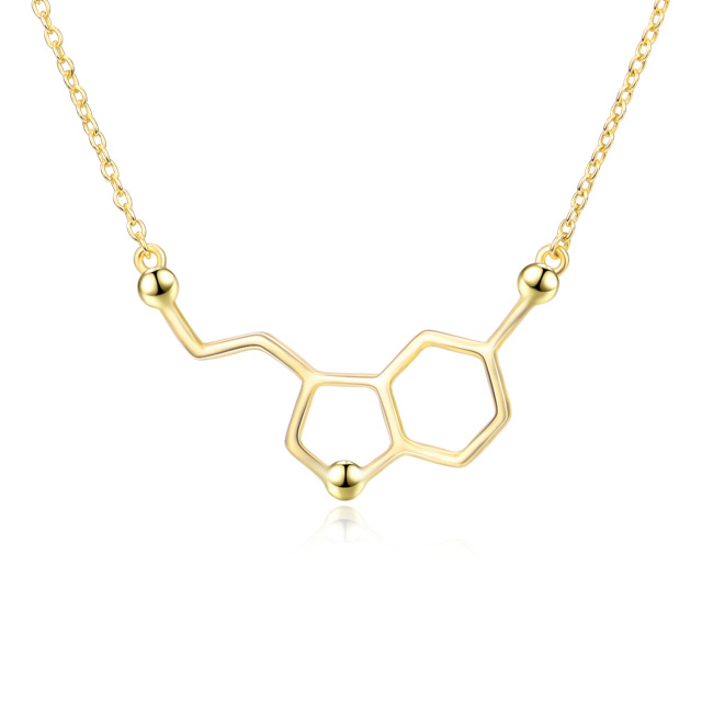 Collar Colgante Molécula Serotonina Plata de Ley con baño de Oro Amarillo-1