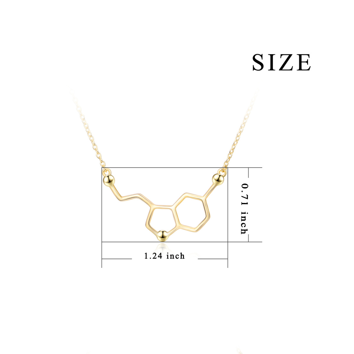 Sterling Silver with Yellow Gold Plated Serotonin Molecule Pendant Necklace-4