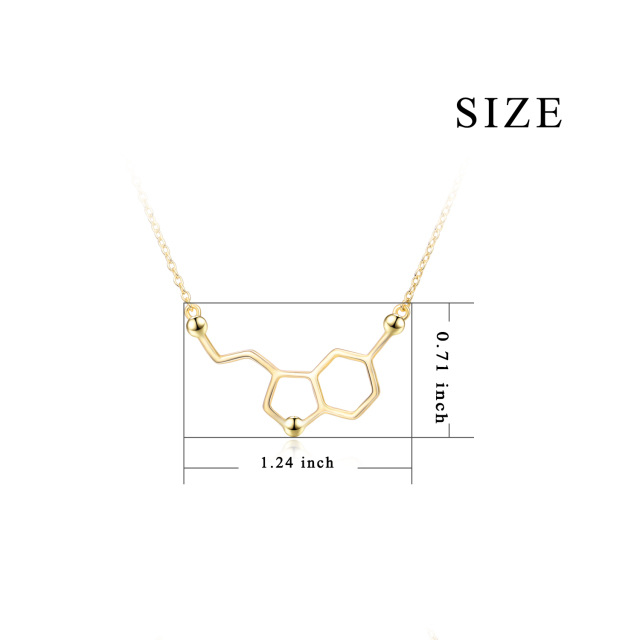 Sterling Silver with Yellow Gold Plated Serotonin Molecule Pendant Necklace-4