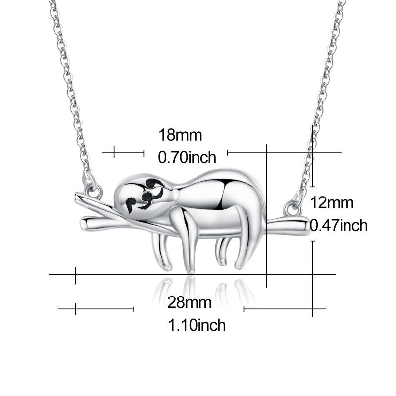 Sterling Silver Sloth Pendant Necklace-4