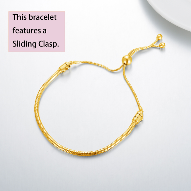 Sterling Silver with Yellow Gold Plated Snake Chain Bracelet-3