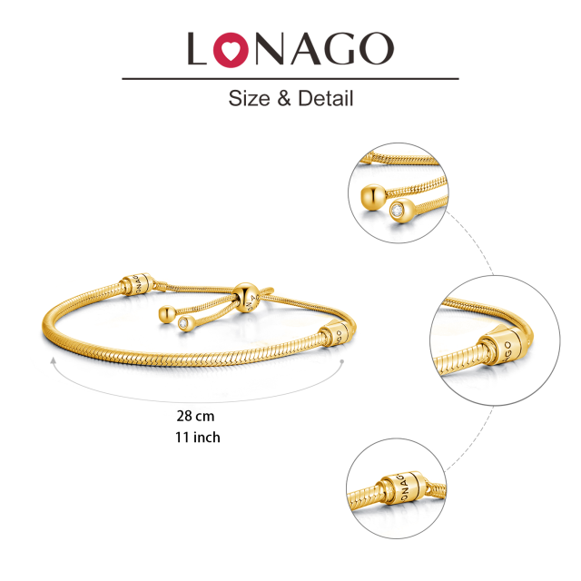 Sterling Silver with Yellow Gold Plated Snake Chain Bracelet-6