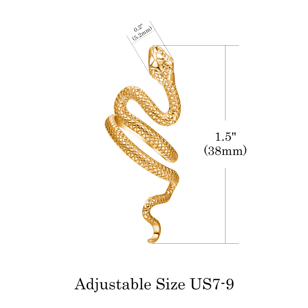 Sterling Silver with Yellow Gold Plated Snake Open Ring-5