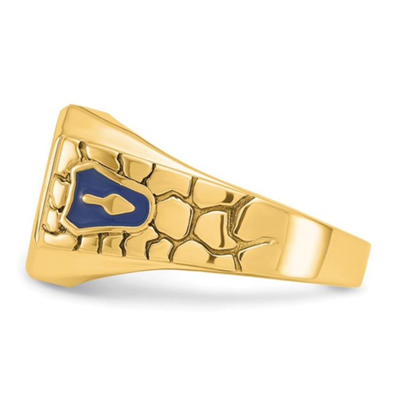 Sterling Silver with Yellow Gold Plated Spinel Freemason Signet Ring for Men-4