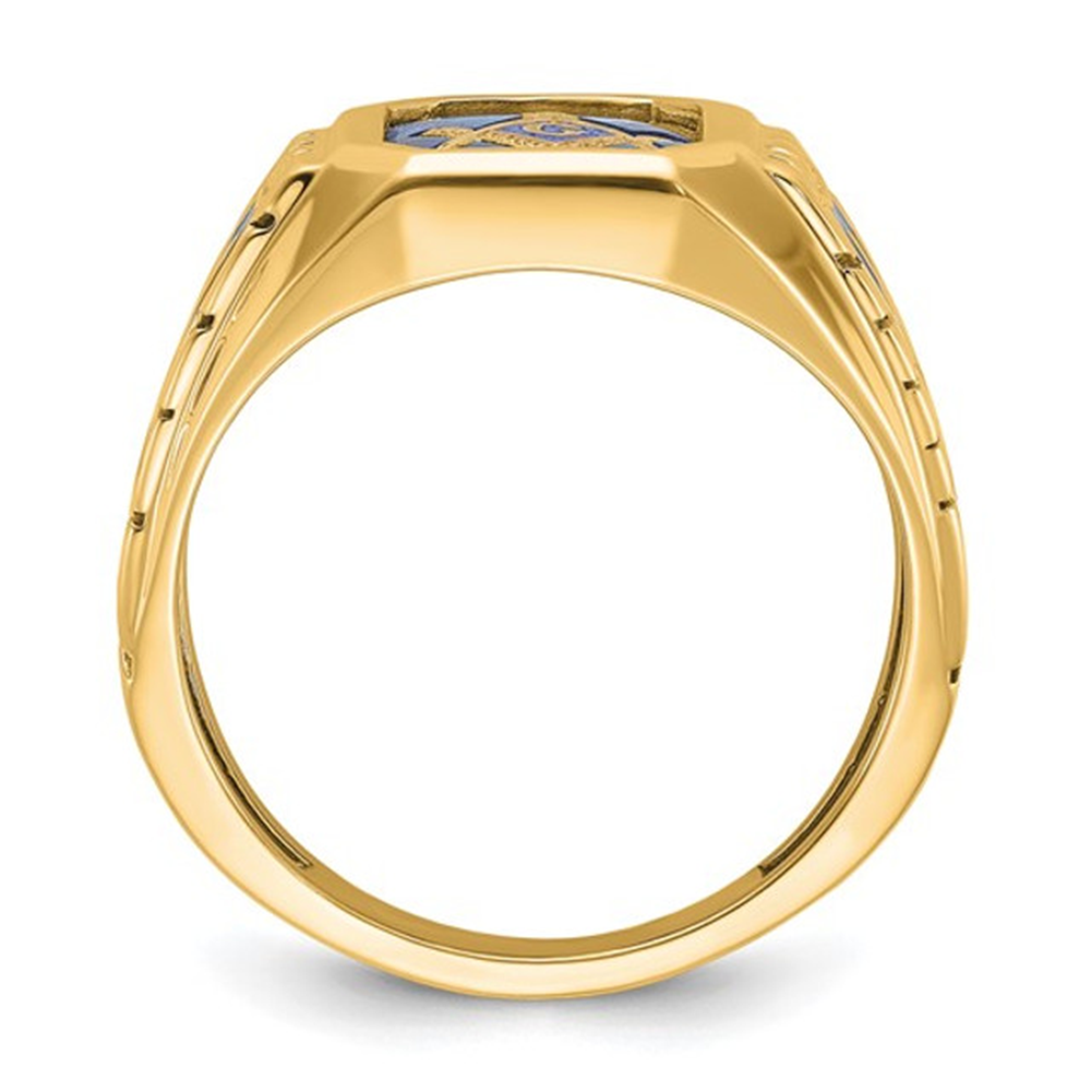 14K Gold Spinel Freemason Signet Ring for Men-5