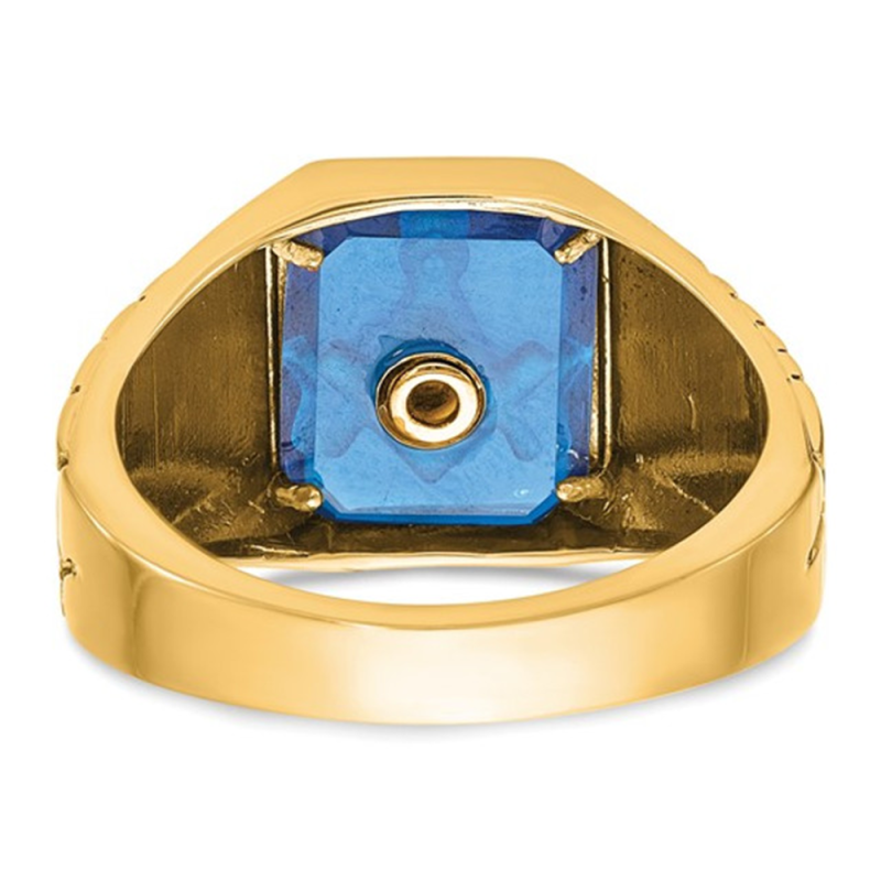 Sterling Silver with Yellow Gold Plated Spinel Freemason Signet Ring for Men-8