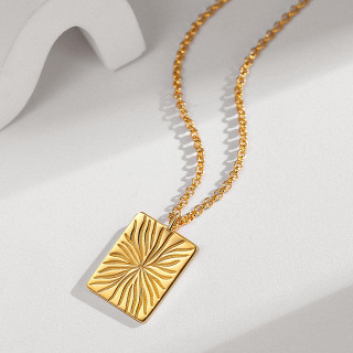 Sterling Silver with Yellow Gold Plated Square Pendant Necklace-37