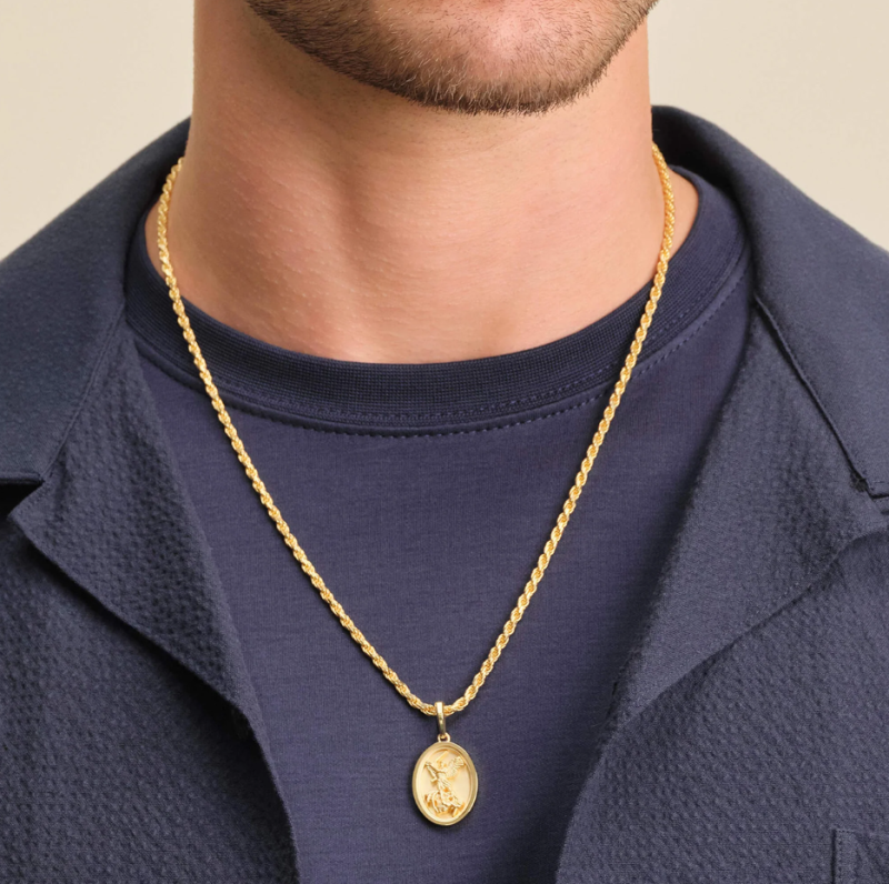 Sterling Silver with Yellow Gold Plated St. Michael Pendant-2