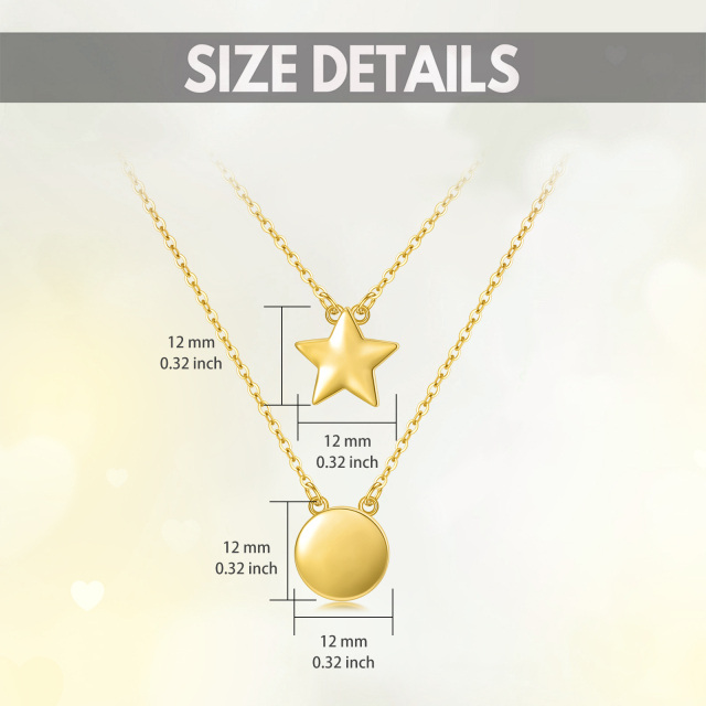 Sterling Silver with Yellow Gold Plated Star Disc Layered Necklace-5