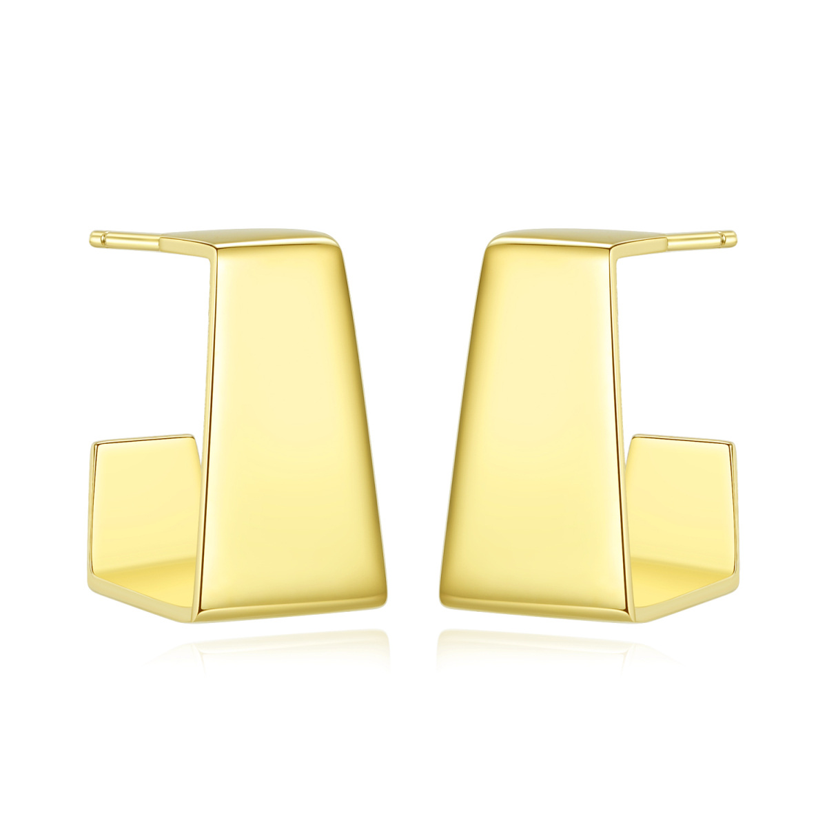 Sterling Silver with Yellow Gold Plated Stud Earrings-1