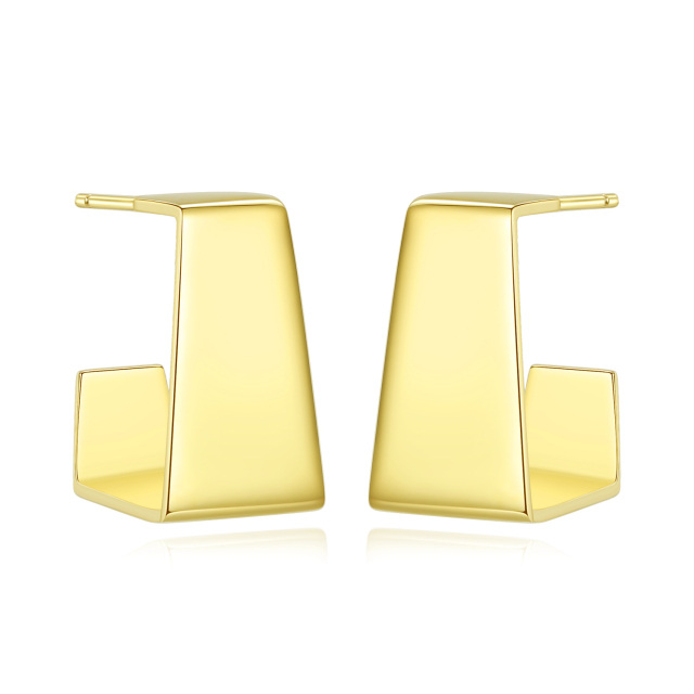 Sterling Silver with Yellow Gold Plated Stud Earrings-1