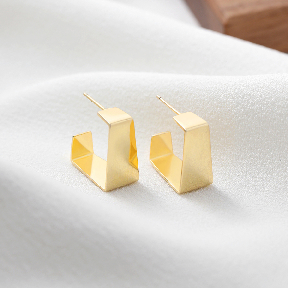 Sterling Silver with Yellow Gold Plated Stud Earrings-5