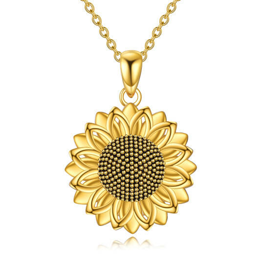 Sterling Silver with Yellow Gold Plated Sunflower Pendant Necklace