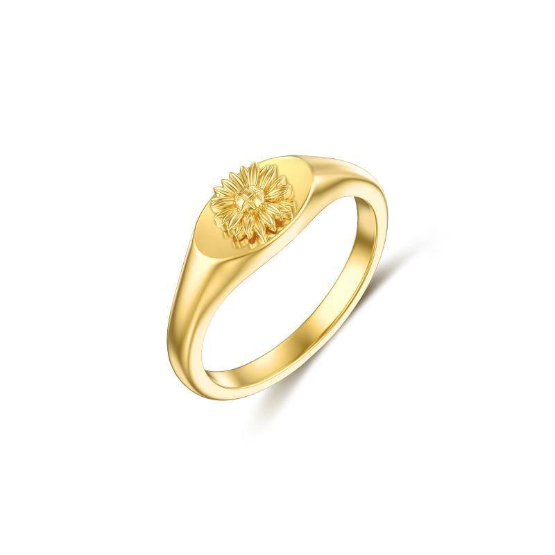 Sterling Silver with Yellow Gold Plated Sunflower Ring-12