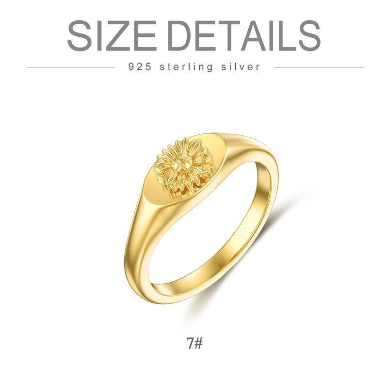 Anillo Girasol Plata de Ley con baño de Oro Amarillo-5