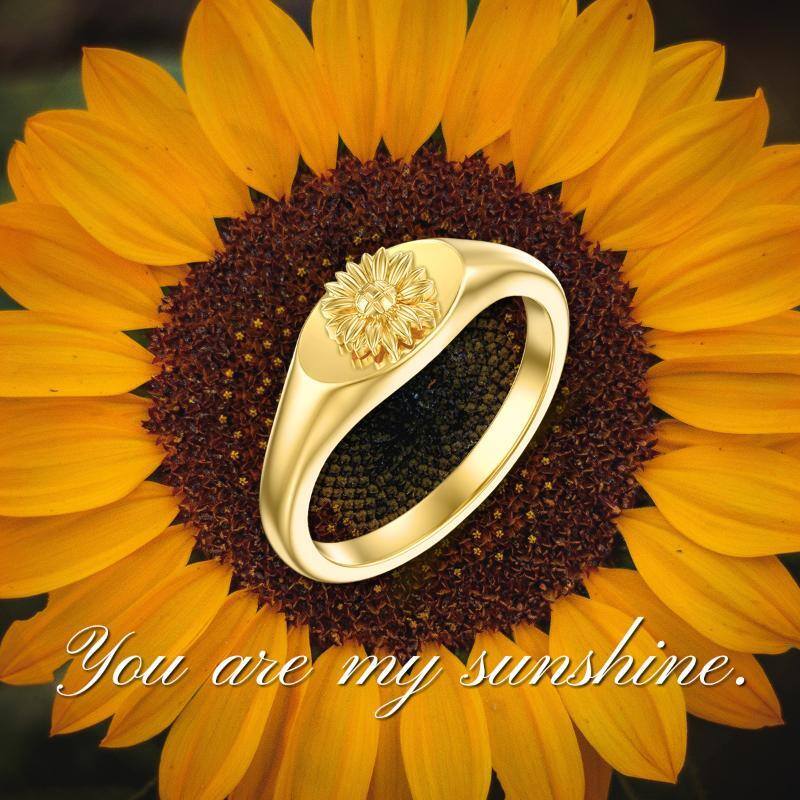 Anillo Girasol Plata de Ley con baño de Oro Amarillo-6