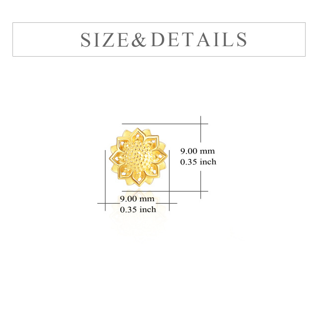 Sterling Silver with Yellow Gold Plated Sunflower Stud Earrings-5