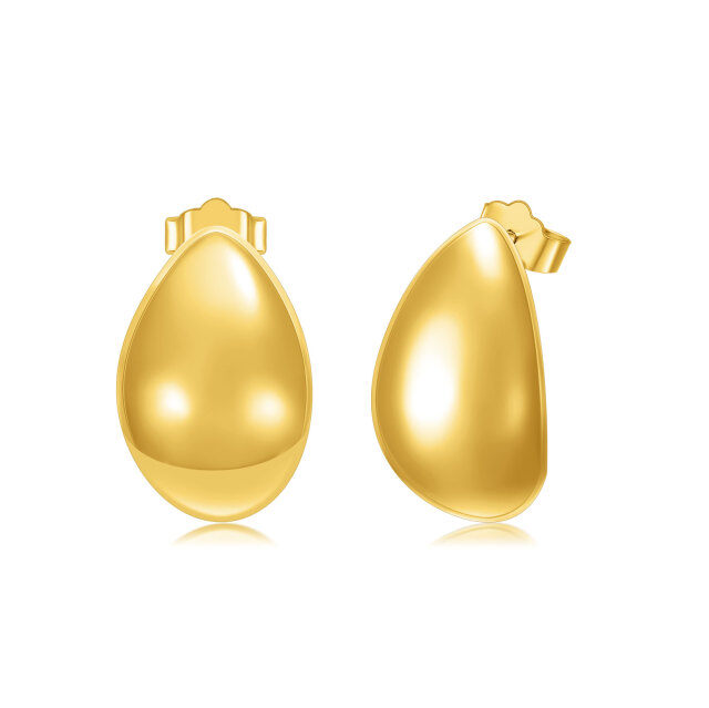 Sterling Silver with Yellow Gold Plated Teardrop Chunky Stud Earrings-1