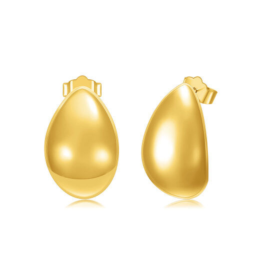 Sterling Silver with Yellow Gold Plated Teardrop Chunky Stud Earrings