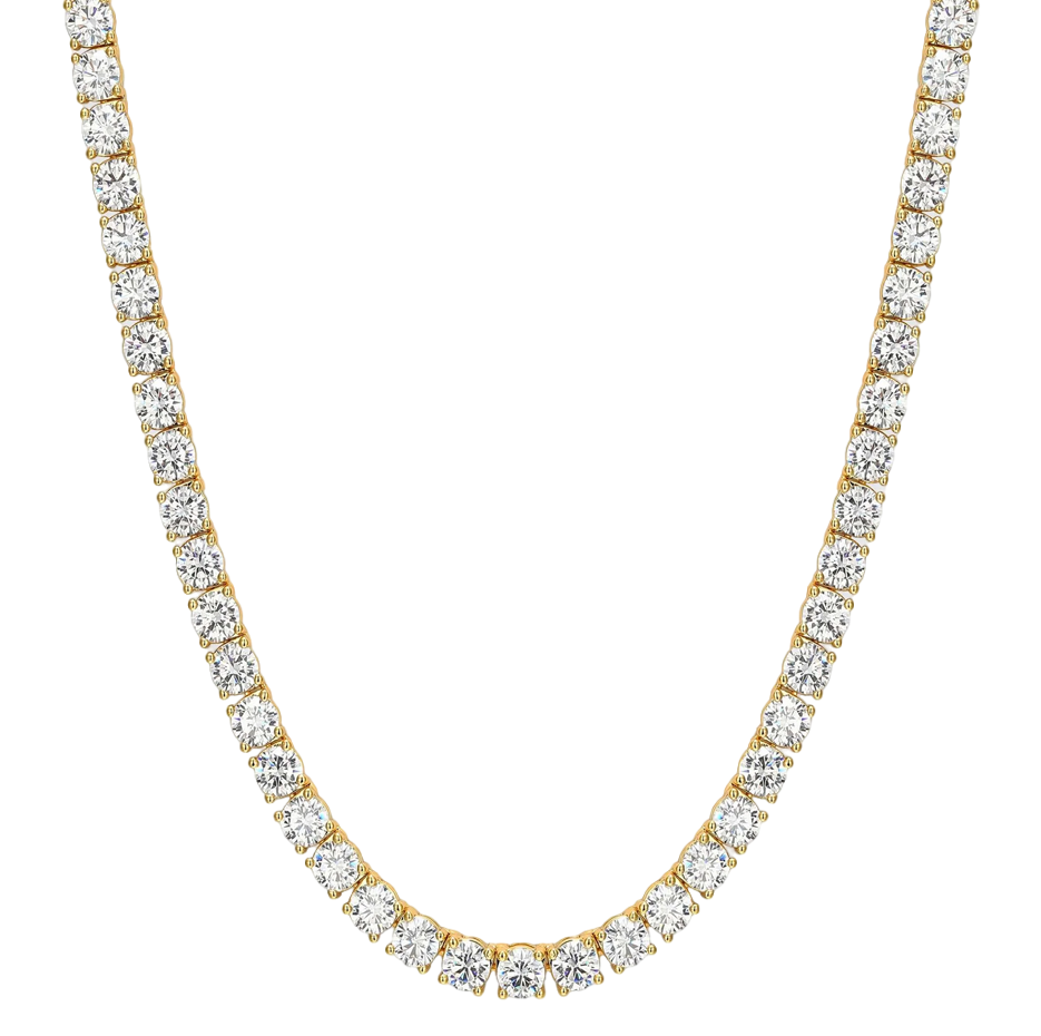 Sterling Silver with Yellow Gold Plated Tennis Chain Necklace for Men 4mm-1