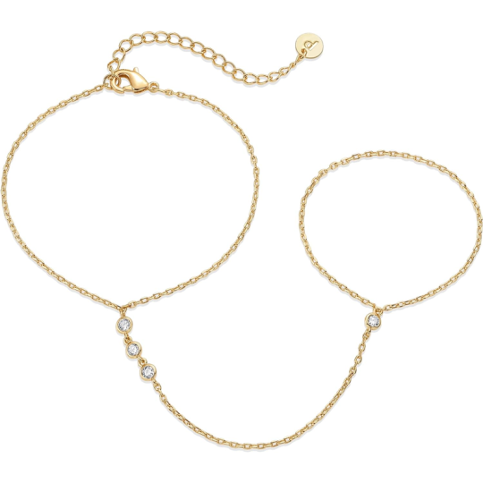 Sterling zilver met geelgoud vergulde kubieke zirkonia Trendy ringarmband handketting lichaamssieraden