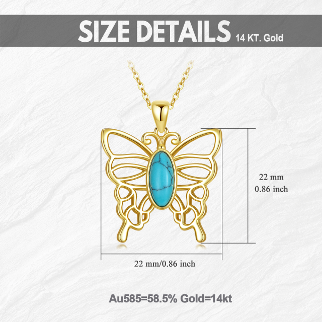 Sterling zilver met geel goud vergulde turquoise vlinder hanger ketting-5