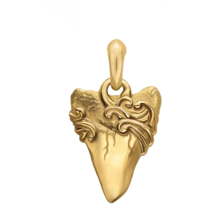 Sterling Silver with Yellow Gold Plated Waves Shark Tooth Amulet-5