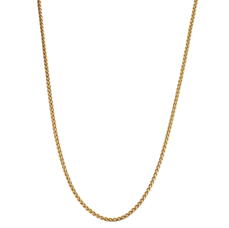 Colar de homem em prata de lei com banho de ouro amarelo e corrente de trigo de 3 mm.-1