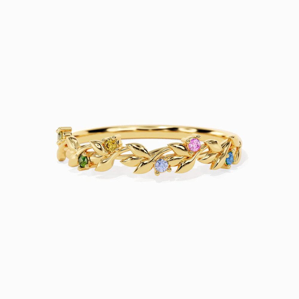 Anillo de flores silvestres con circonita cúbica vermeil de oro para mujer-1