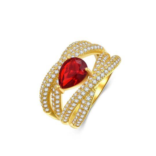 Bague de fiançailles pour couple en argent sterling et zircon plaqué or jaune